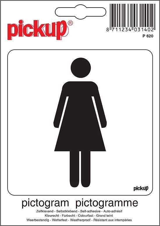 Pick-Up Pictogram Dames - 10 x 10 cm - Zwart - Kunststof - Hobbysticker