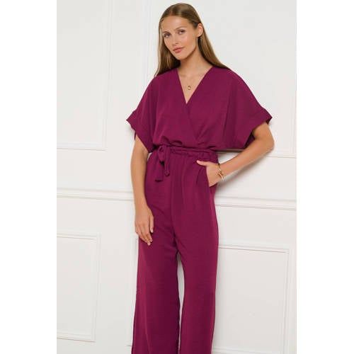 LOLALIZA jumpsuit met ceintuur - paars
