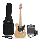 Gear4music Knoxville elektrische gitaar Butterscotch, 10W gitaarversterker & accessoirepakket