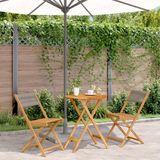 Maison Exclusive - Ensemble de bistrot 3 pièces, gris, en polypropylène et bois massif
