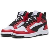 PUMA Unisex Kids Rebound V6 Mid JrSneaker, Puma White PUMA Black for All Time Red, 38.5 EU
