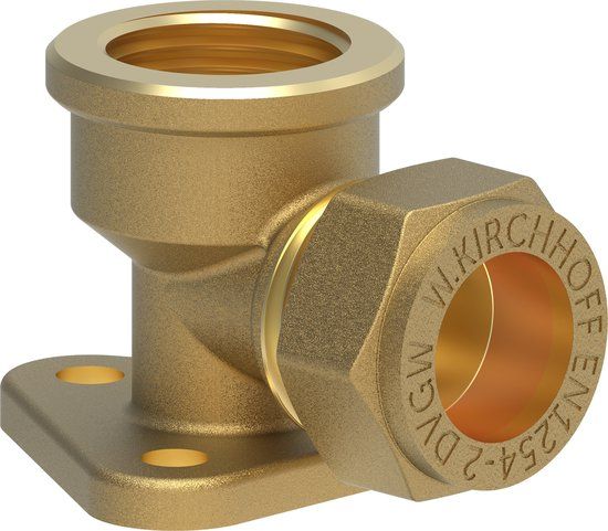 KIRCHHOFF MS wandplaat, blanco, 15 mm x 1/2"BI, knelfitting voor koperen buis