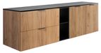 3xE living Armoire de salle de bain : Armoire avec tiroirs, finition Chêne artisanal / Noir, largeur 180 cm