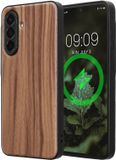 kwmobile Echt Houten Beschermhoes voor Samsung Galaxy A56 5G – Hout & TPU Cover – donkerbruin hout