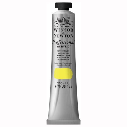 Winsor & Newton 2337346 Professionele acrylverf, hoge dekking, kunstenaarskwaliteit, lichtecht - 200ml Tube, Lemon Yellow