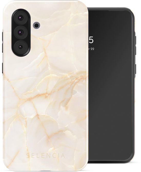 Selencia Hoesje - Geschikt voor Samsung Galaxy A36 / A56 (5G) - Backcover - Golden Beige Marble