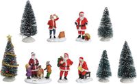 Merkloos / Sans marque G. Wurm Kerstdorp accessoires - 10x st - kerstman/kerstboompjes - kunststof