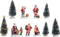 G. Wurm Accessoires pour village de Noël - 10x pièces - Père Noël/sapins de Noël - plastique