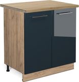 Vicco Fame-Line Wastafelonderkast – 80 cm, WB Eik Donkerblauw hoogglans