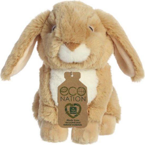 Eco Nation Knuffel Konijn 23 cm - Bruin - Zacht Speelgoed