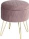 Coffre de rangement avec couvercle - Repose-pieds - Coffre de rangement adapté à un poids jusqu'à 150 kg - Velours, rose, 31,5 x 36 cm
