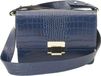 Barberini's Sac bandoulière femme en cuir véritable avec effet verni brillant, bleu marine