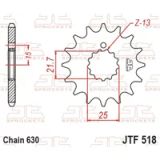 JT Sprockets JTF518.13 13T Staal Voorwiel
