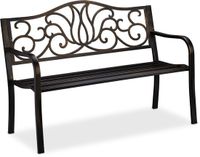 Merkloos Relaxdays Tuinbank - 2 personen - 90 x 127,5 x 63 cm - Metaal - Zwart-Brons