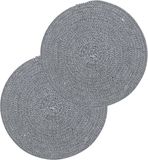 Secret de Gourmet Tafel placemat/onderlegger - Set van 4x stuks - rond - zwart/wit - katoen - 38 cm