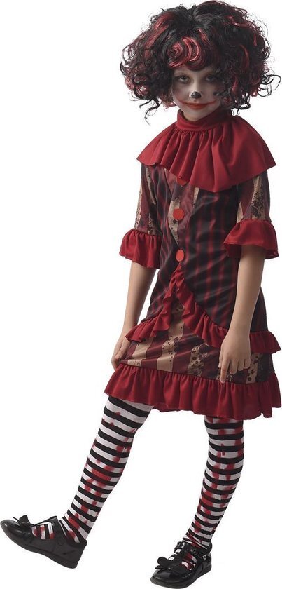 P'TIT Clown Halloween Kinder Verkleedjurkje Duivelse Clown Maat 110-120