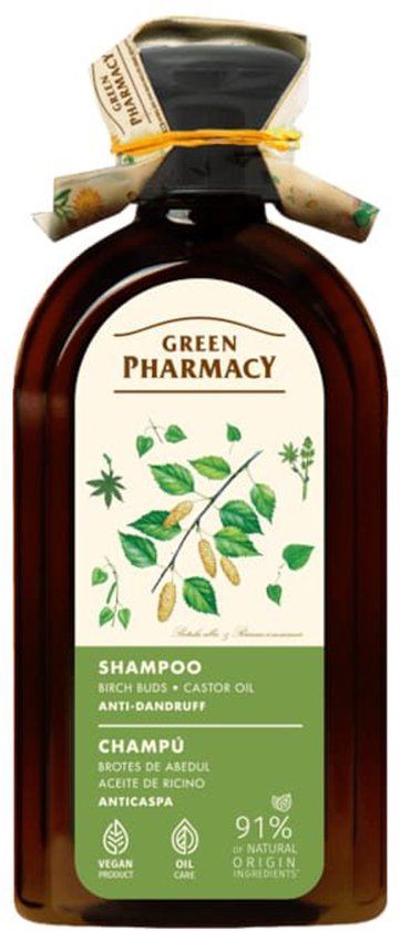 Green Pharmacy Puur Berkenknoppen en Castorolie Shampoo - vet haar - roos - zuiverend - 350ml
