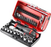 Facom compacte 1/4" doppenset 12 kant met ratel met stof dichte kop - inch