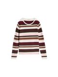 Tom Tailor Gebreide trui van biologisch katoen met strepen - Maat XXXL - Camel Brown Red Stripe