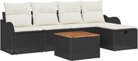 vidaXL Tuinbank Set 6-delig Zwart Polyrattan