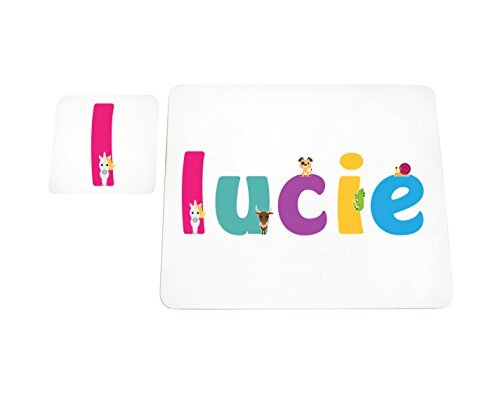 Little Helper Little helper deken met Coaster illustratieve stijl bont met de naam meisjesnaam Lucie