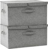 vidaXL Boîtes de rangement - 2 pièces - 50x30x25 cm - Tissu - Gris