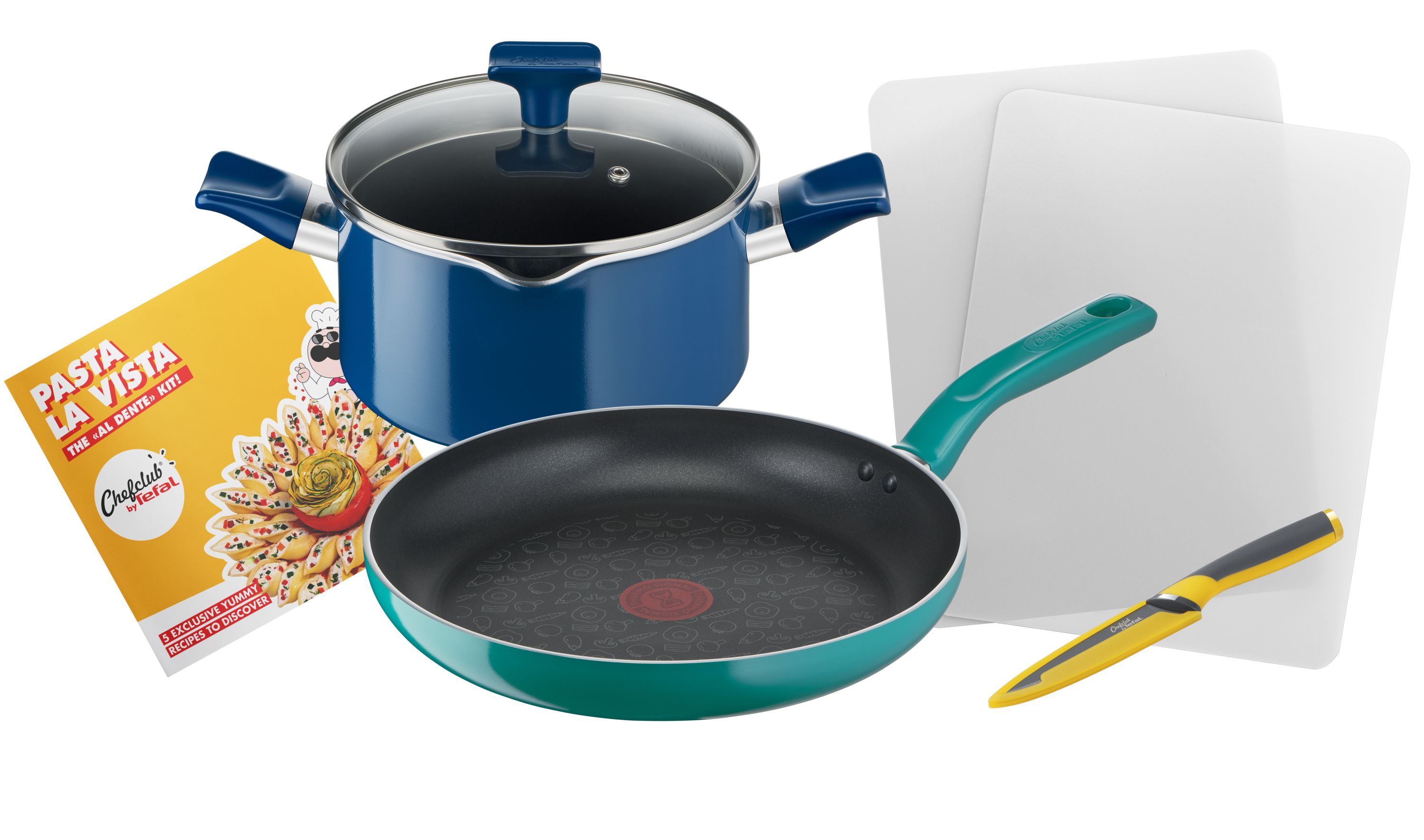 Tefal Chefclub G804S404 - Pannenset - 5-delig - Blauw/Groen