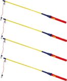 Eddy Toys Lampionstokjes - 6x - rood/blauw/geel - met lichtje - 50 cm