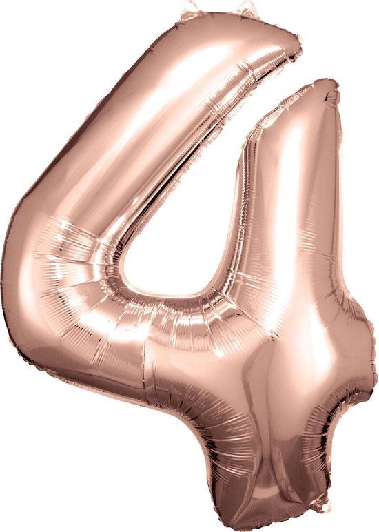 Amscan Folieballon Cijfer 4 Junior 66 X 88 Cm Roségoud