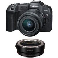 Canon Hybride Camera EOS R8 Zwart + RF 24-50mm f/4.5-6.3 IS STM + Adapterring EF-EOS R