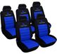 Autostoelhoes universel 5-delig - Stoelhoezen auto - Zwart en blauw - Polyester en badstof - Set van 5 stuks