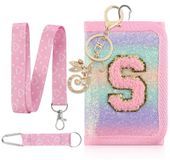Merkloos Kindernekzakje - Roze - Letter S - Met sleutelring - 12 x 8 x 2,5 cm
