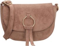 Beagles Chino Crossbodytas - Faux Suède - Schoudertas - Damestas - Overslag - Verstelbare Schouderband - Goudkleurige Details - Taupe