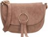 Beagles Chino Crossbodytas - Faux Suède - Schoudertas - Damestas - Overslag - Verstelbare Schouderband - Goudkleurige Details - Taupe