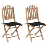 VidaXL 3064009 Tuinstoel Terras Gecapitonneerde Zitting Bamboo Zwart