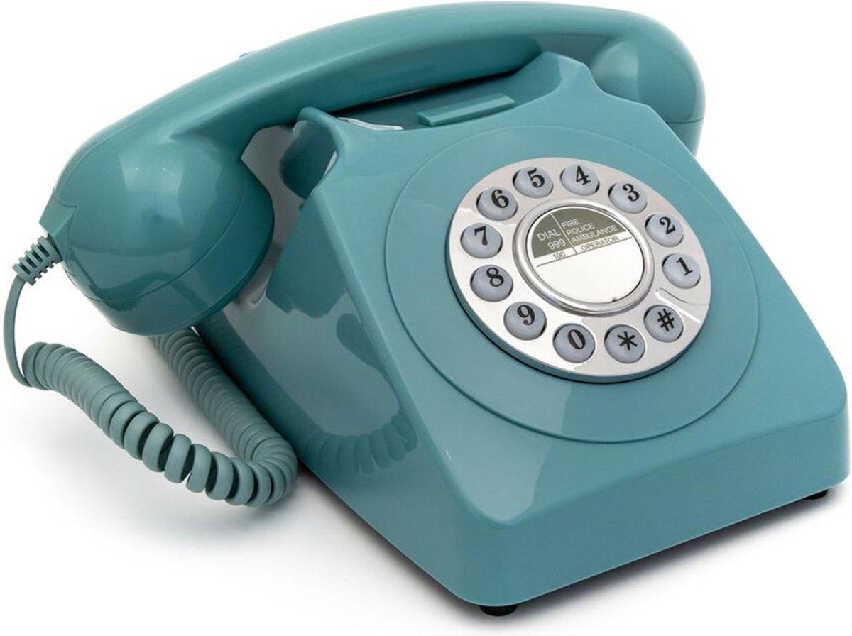 GPO 746PUSHBLU Telefoon retro jaren ‘70, druktoetsen, blauw