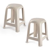 Plasticforte Zit krukjes - 2x - beige - kunststof - 37 x 37 x 46 cm - extra zitplaatsen