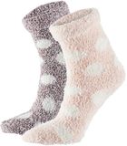 Apollo Chaussettes d'intérieur / chaussettes de lit à pois - femmes - gris / rose - 2 paires - taille 36-41