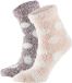 Apollo Chaussettes d'intérieur / chaussettes de lit à pois - femmes - gris / rose - 2 paires - taille 36-41