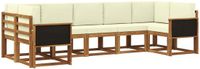 vidaXL - Hoek loungeset - 7 zitplaatsen - Acacia hout - Naturel en crème
