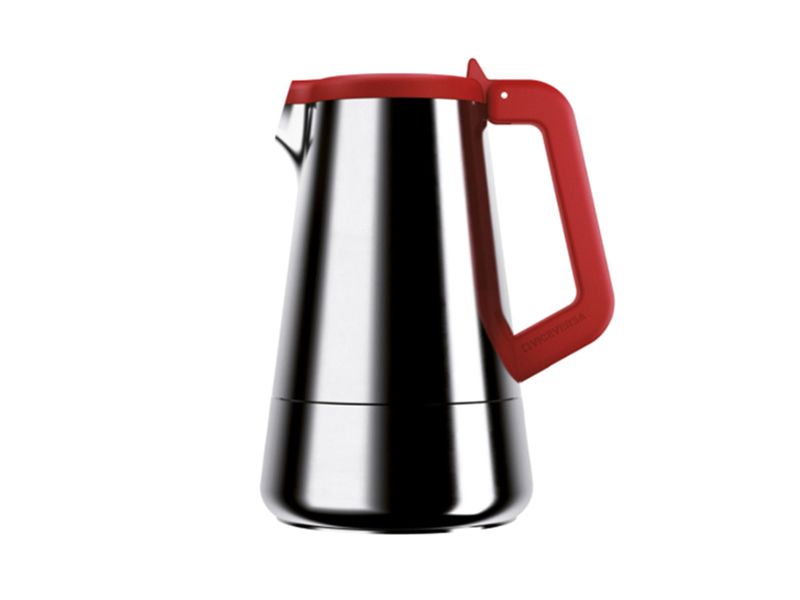 ViceVersa Caffeina Moka Pot - 4 Cups - Red Stainless Steel