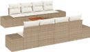 vidaXL Tuinbank Set 9-delig Beige Poly Rattan