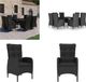 vidaXL 9-delige Tuinset Poly Rattan en Glas Zwart