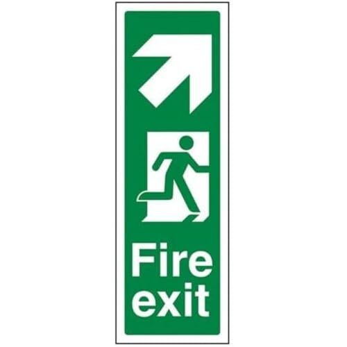 V Safety VSafety Fire Exit Pijl Up Rechts Teken - 100mm x 300mm - 1mm Rigid Plastic