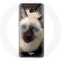 Maniacase Hoesje voor Samsung Galaxy A3 2016 Zwart wit Siamese kat met blauwe ogen