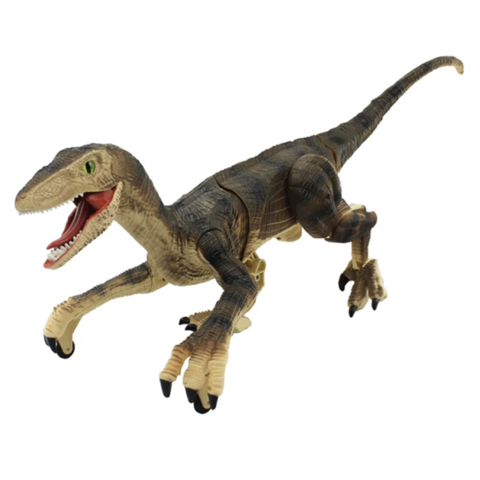 HONIXNER HONIXNER RC Velociraptor Dinosaurus met Afstandsbediening - Speelgoed Bestuurbaar Robot Zwart-Beige