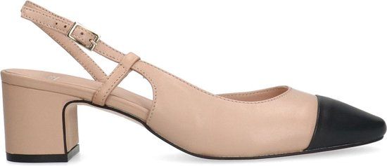 Manfield - Beige leren slingback pumps - Maat 39 - Dames - Lente/Zomer 2025