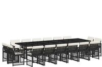 vidaXL 17-delige Tuinset met kussens, poly rattan, zwart