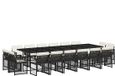 vidaXL Ensemble de jardin 17 pièces avec coussins, poly rotin, noir