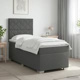 vidaXL Boxspringbed met matras, donkergrijs, 80 x 200 cm, gestoffeerd